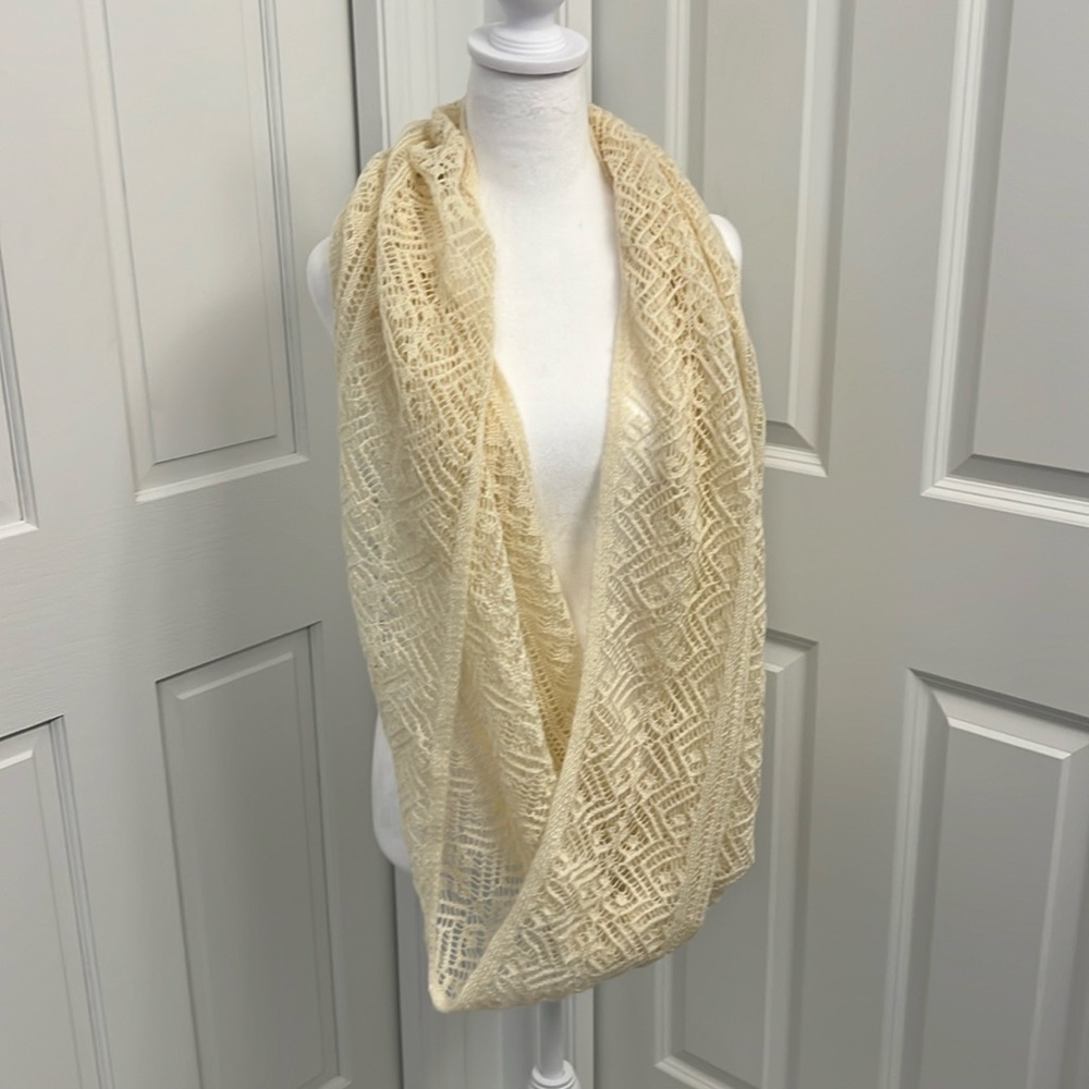 Cream crochet infinity scarf
